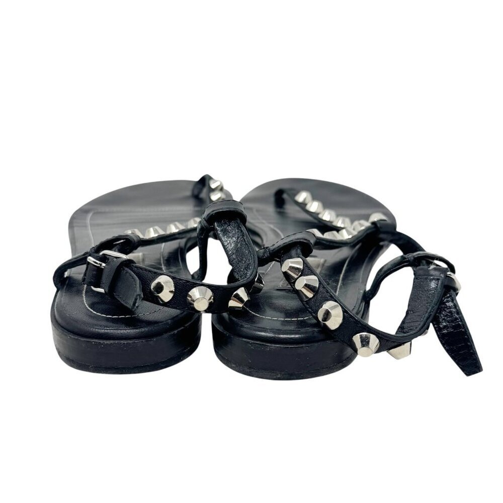 Balenciaga Paris Moto Stud Ankle T Strap thong Sandals Black Leather 36.5 6.5 - Picture 9 of 13
